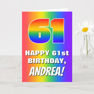 Carte 61e anniversaire : coloré, amusant Motif arc-en-ci
