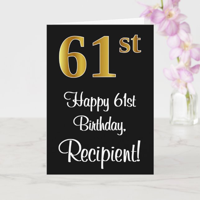 Carte 61e anniversaire ~ Elégant Luxueux Faux Gold Look  (Orchidée)