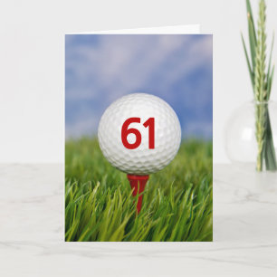 Carte 61e Anniversaire Golf Ball on Red Tee
