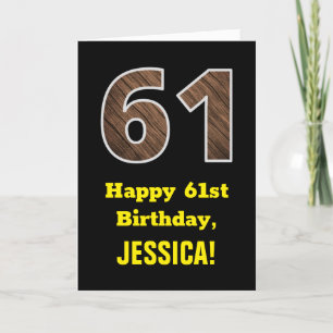 Carte 61e anniversaire : Nom, Faux Motif du grain de boi