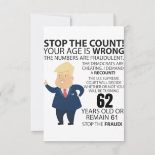 Carte 62 ans Trump heureux anniversaire présent drôle