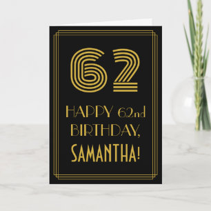 Carte 62e anniversaire : Art Déco Inspiré Look "62" & No