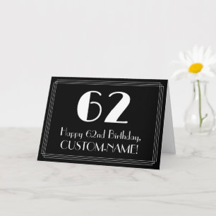 Carte 62e anniversaire ~ Art Déco Inspiré Look "62", Nom