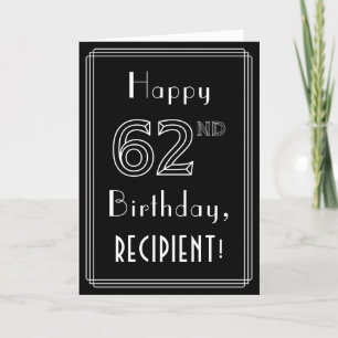Carte 62e anniversaire : Art Déco Style # 62 & Nom perso