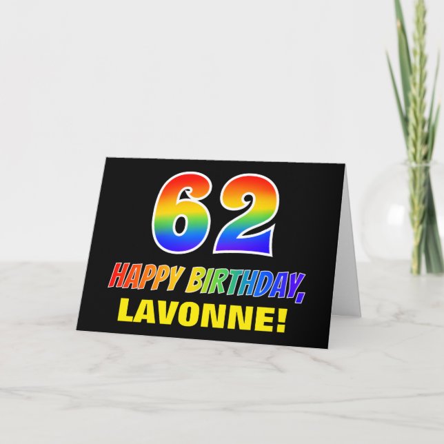 Carte 62e anniversaire : Bold, amusant, simple, arc-en-c (Devant)