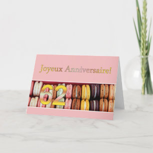 Carte 62e Anniversaire Français de Macaron-Joyeux !