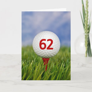 Carte 62e anniversaire Golf Ball on Red Tee