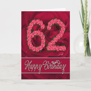 Carte 62ème anniversaire avec rose et feuille