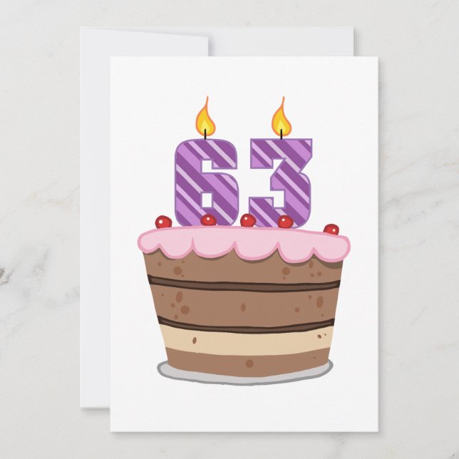 Carte 63 ans sur le gâteau d'anniversaire (Devant)