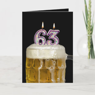 Carte 63e Anniversaire Bière sur noir