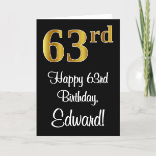 Carte 63e anniversaire ~ Elégant luxe Faux Gold Look #