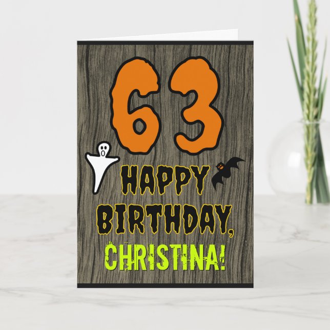 Carte 63e anniversaire : Thème d'Halloween Éffrayant, No (Devant)