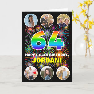 Carte 64e anniversaire : Arc en ciel amusant #, Nom pers