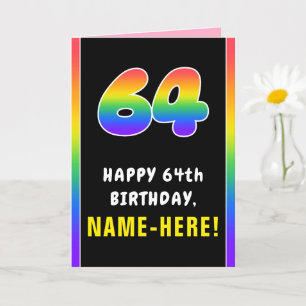Carte 64e anniversaire : Arc-en-ciel coloré # 64, Nom pe