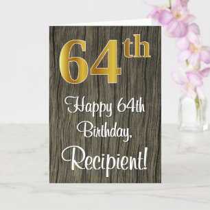 Carte 64e anniversaire : Elégant Faux Gold Look #, Faux 