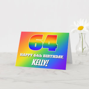 Carte 64e anniversaire : Motif Rainbow multicolore # 64