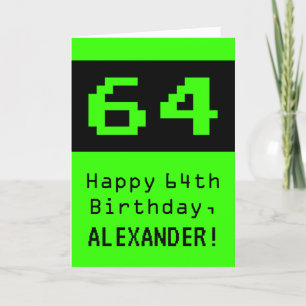 Carte 64e anniversaire : Nerdy / Geeky Style "64" et nom