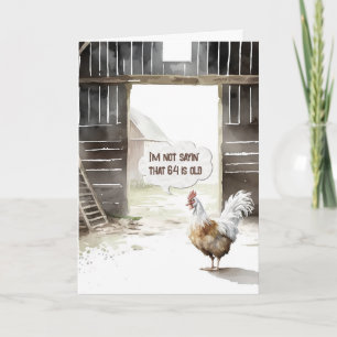Carte 64e anniversaire Rooster d'aquarelle dans une gran