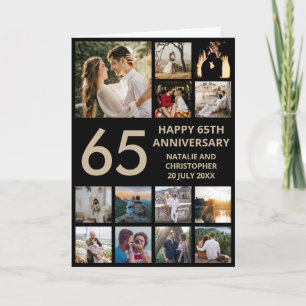 Carte 65e anniversaire 13 photo Collage noir et or