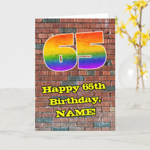 Carte 65e anniversaire : Arc-en-ciel amusant inspiré par