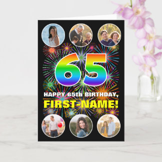 Carte 65e anniversaire : Arc en ciel amusant #, Nom pers