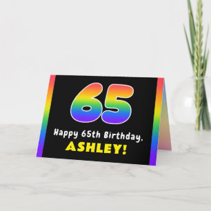 Carte 65e anniversaire : Arc-en-ciel coloré # 65, Nom pe