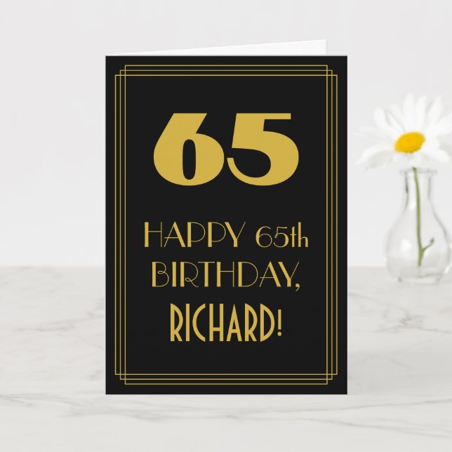 Carte 65e anniversaire ~ Art Déco Inspiré Look "65" & No (Petite plante)