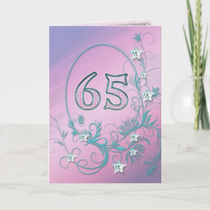 Carte 65e anniversaire avec étoiles en diamant