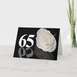 Carte 65e anniversaire avec une rose blanche class