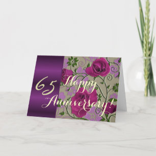 Carte 65e anniversaire de mariage roses