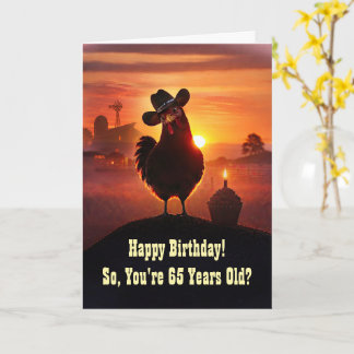 Carte 65e anniversaire drôle et heureux avec une ferme d