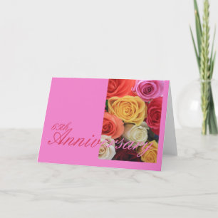 Carte 65e anniversaire du Mariage bouquet de rose mixte