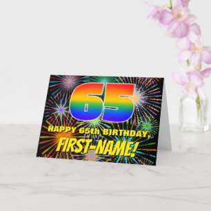 Carte 65e anniversaire : Feu d'artifice festif amusant e