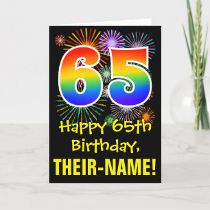 Carte 65e anniversaire : Fun Fireworks Motif + Rainbow 6