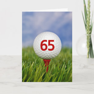 Carte 65e anniversaire Golf Ball on Red Tee