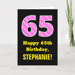 Carte 65e anniversaire : Pink Stripes and Hearts "65" + 