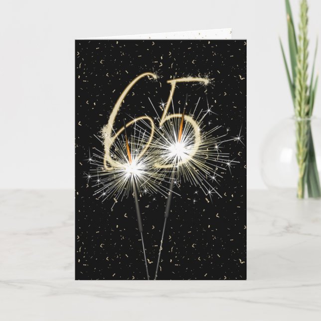Carte 65e anniversaire Sparkler en noir (Devant)