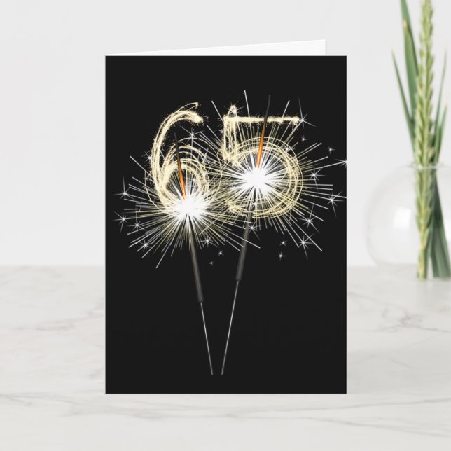Carte 65e anniversaire Sparklers en noir (Devant)