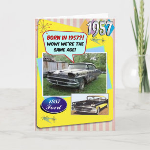 Carte 65e anniversaire ! Wow, même âge que cette Chevy 1