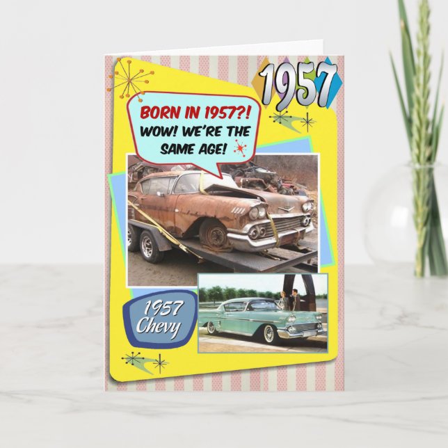 Carte 65e anniversaire ! Wow, même âge que cette Chevy 1 (Devant)