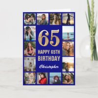 65e Joyeux Anniversaire Marine Bleu & Gold Photo C