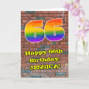 Carte 66e anniversaire : Arc-en-ciel amusant inspiré par