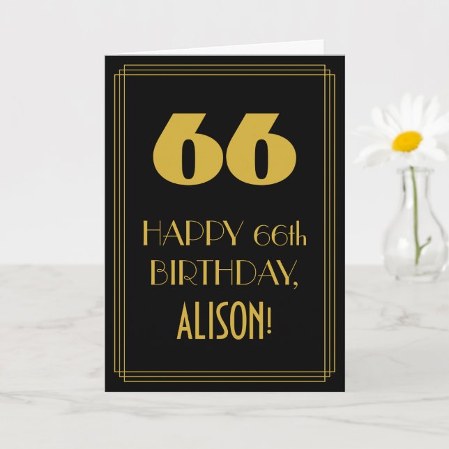 Carte 66e anniversaire ~ Art Déco Inspiré Look "66" & No (Petite plante)