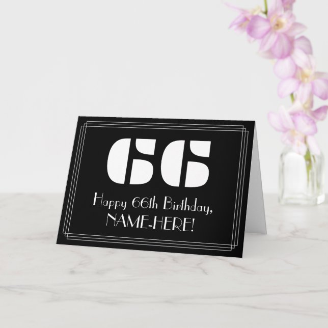 Carte 66e anniversaire : Art Déco Inspiré Look "66" & No (Orchidée)