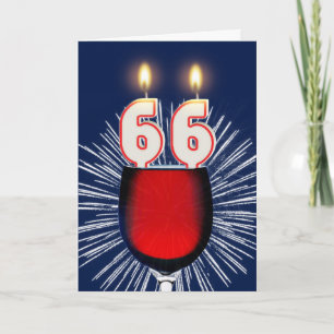 Carte 66e anniversaire avec vin et bougies
