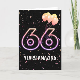 Carte 66e anniversaire Ballons et Confetti