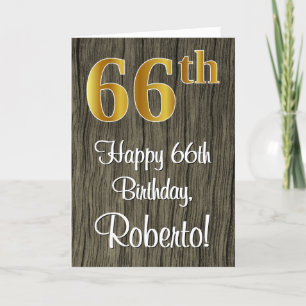 Carte 66e anniversaire : Elégant Faux Gold Look #, Faux 