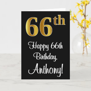 Carte 66e anniversaire ~ Elégant Luxueux Faux Gold Look