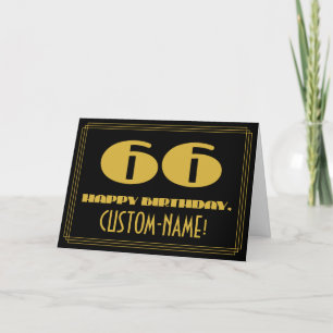 Carte 66e anniversaire : Nom + Art Déco Inspiré Look "66