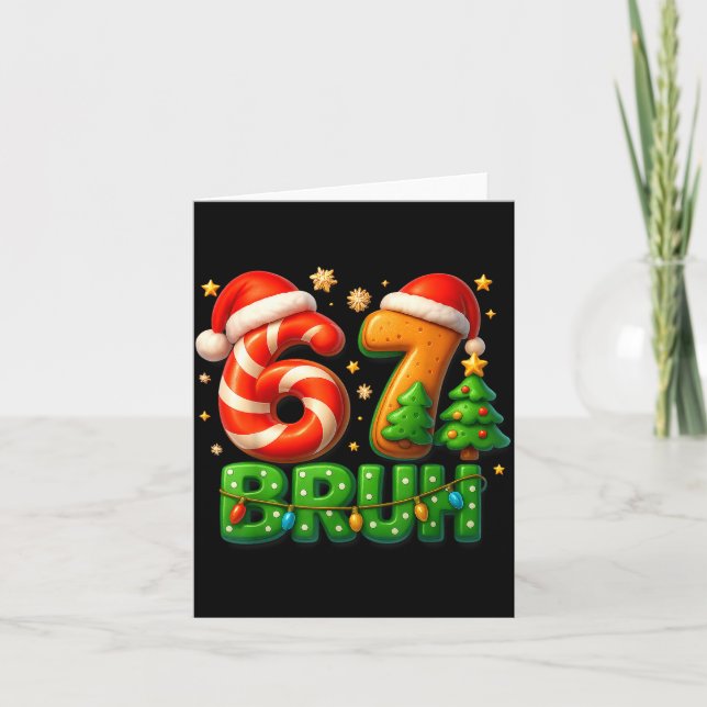 Carte 67 Bruh Christmas Candy Cane Gingerbread Design Xm (Devant)